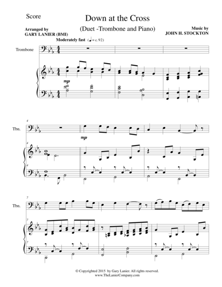 Down At The Cross Duet Trombone And Piano Score And Parts Page 2