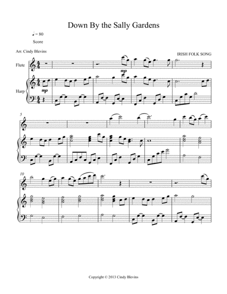 Down By The Sally Gardens Arranged For Harp And Flute Page 2