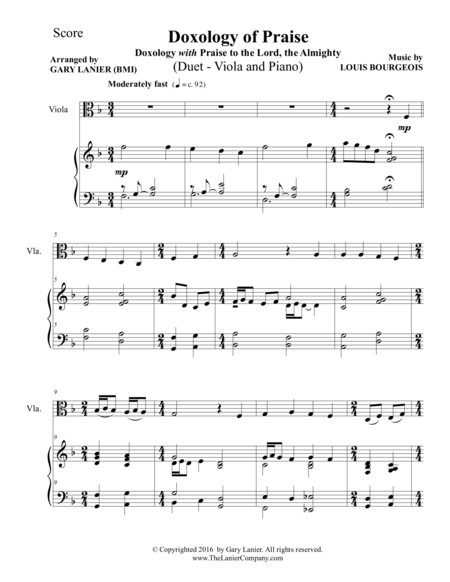 Doxology Of Praise Duet Viola Piano With Parts Page 2