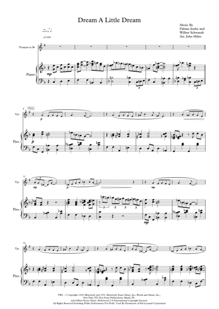 Dream A Little Dream Of Me For Trumpet And Piano Page 2