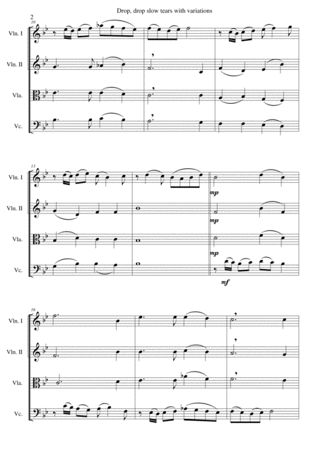 Drop Drop Slow Tears With Variations For String Quartet Page 2