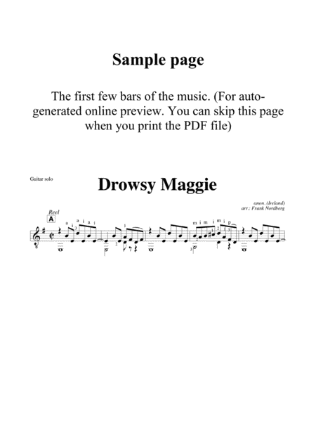 Drowsy Maggie Solo Guitar With And Without Tablature Page 2