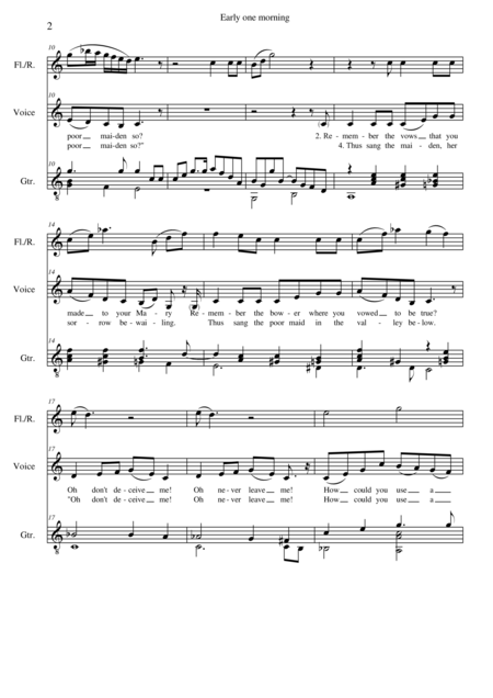 Early One Morning For Flute Or Recorder Alto Voice And Classical Guitar Page 2