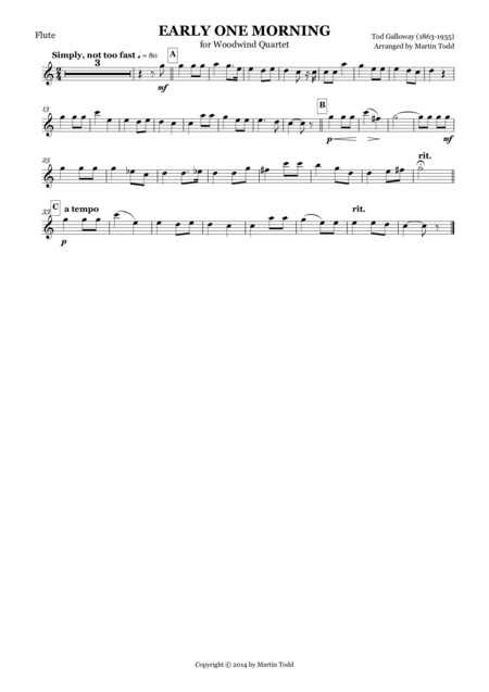 Early One Morning For Woodwind Quartet Page 2