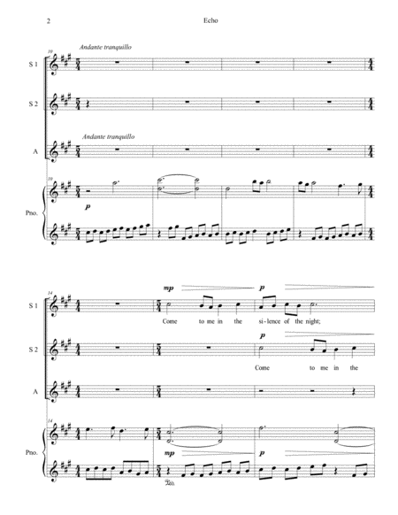 Echo For Ssa Voices And Piano Page 2