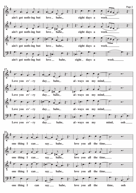 Eight Days A Week A Cappella Page 2
