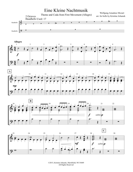 Eine Kleine Nachtmusik Theme And Coda From First Movement Allegro 2 Octave Handbell Hand Chimes Or Tone Chimes Page 2