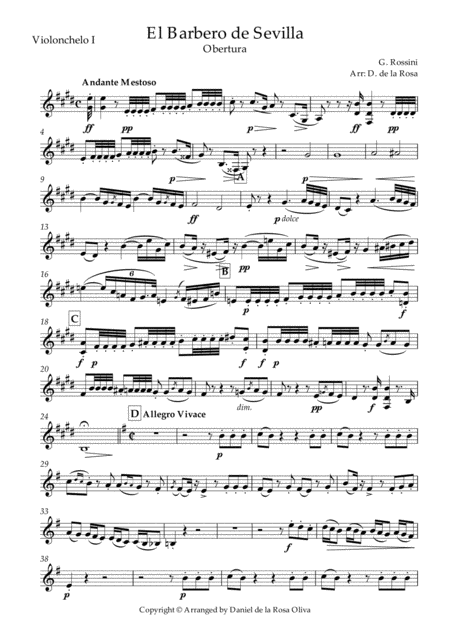 El Barbero De Sevilla G Rossini For Cello Quartet Full Parts Page 2