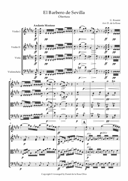 El Barbero De Sevilla G Rossini For String Quartet Full Score And Parts Page 2