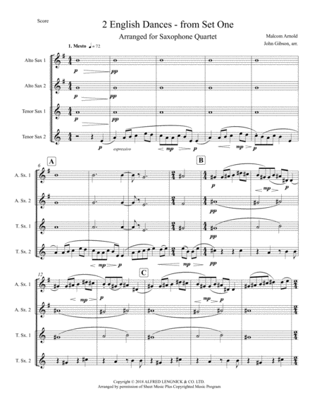 English Dances By Malcolm Arnold Arr For Sax Quartet Page 2