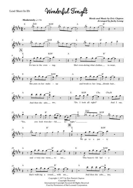 Eric Clapton Wonderful Tonight Lead Sheet In Eb Page 2