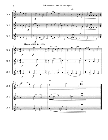 Et Resurrexit And He Rose Again For 3 Clarinets Page 2