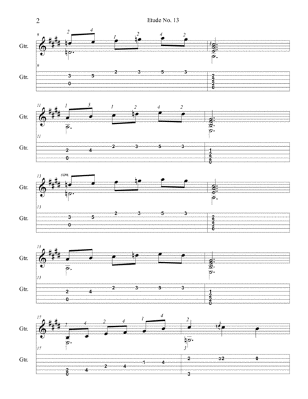 Etude No 13 For Guitar By Neal Fitzpatrick Tablature Edition Page 2