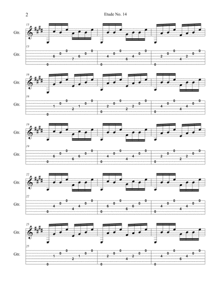 Etude No 14 For Guitar By Neal Fitzpatrick Tablature Edition Page 2