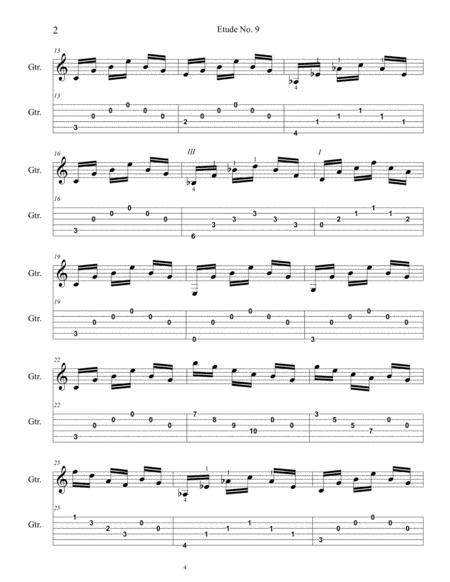 Etude No 9 For Guitar By Neal Fitzpatrick Tablature Edition Page 2