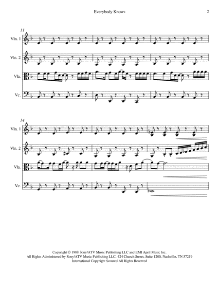 Everybody Knows Score String Quartet Page 2