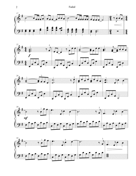 Faded Intermediate Piano Page 2