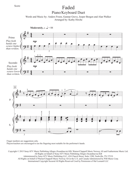 Faded Piano Keyboard Duet Page 2