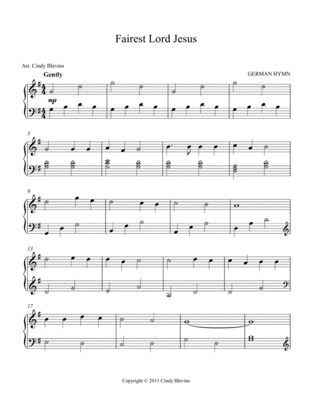 Fairest Lord Jesus Arranged For Easy Piano Solo Page 2