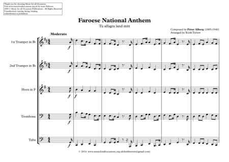 Faroese National Anthemt Alfagra Land Mtt For Brass Quintet Page 2