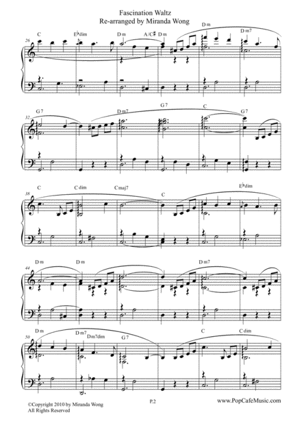 Fascination Waltz Wedding Piano Solo In C Key Page 2