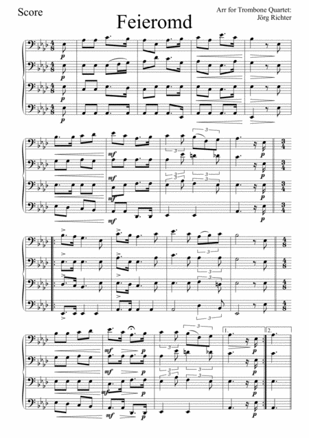 Feieromd End Of Work Traditional German Song For Trombone Quartet Page 2