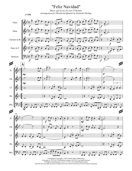 Feliz Navidad For Woodwind Quintet Page 2