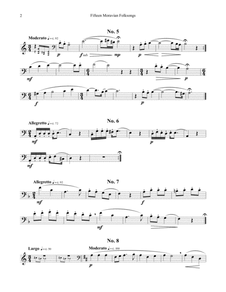 Fifteen Moravian Folk Songs For Trombone And Piano Page 2