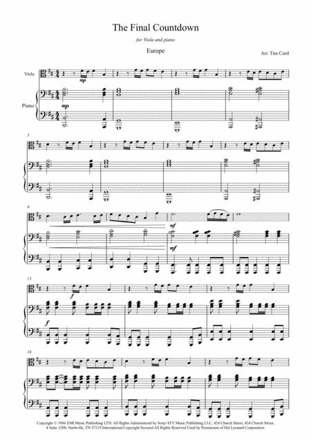 Final Countdown For Solo Viola And Piano Page 2