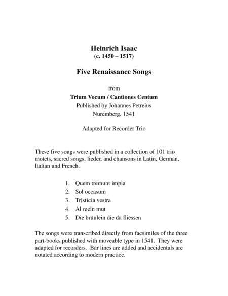 Five Renaissance Songs For Recorder Trio Page 2