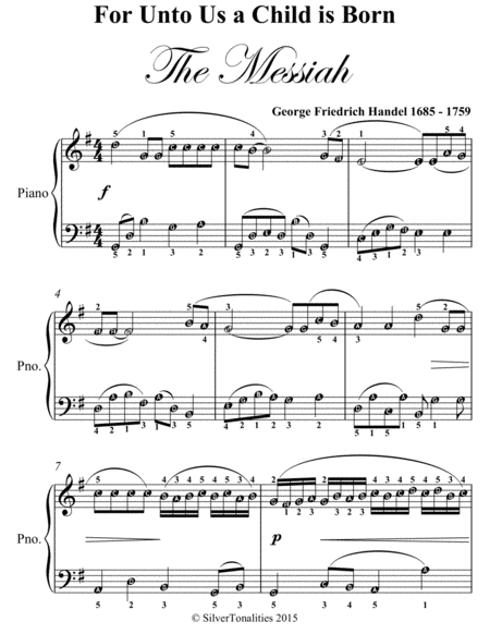 For Unto Us A Child Is Born Easy Piano Sheet Music Page 2