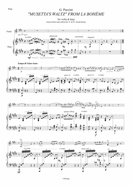 Four Famous Puccini Arias For Violin Harp Vol 2 Page 2