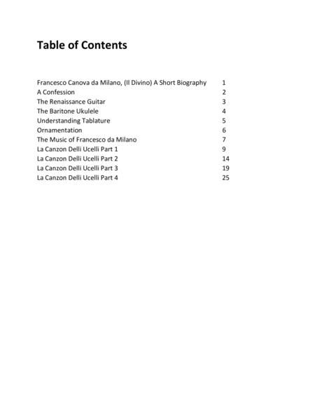 Francesco Da Milano La Canzon Delli Uccelli Transcribed For Baritone Ukulele Page 2