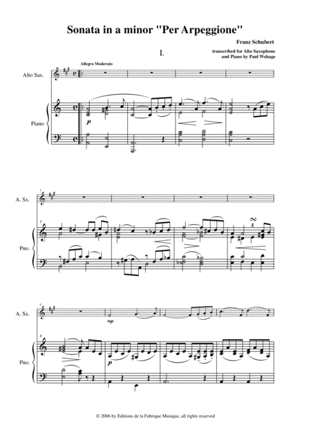Franz Schubert Sonata In A Minor Per Arpeggione Arranged For Alto Saxophone And Piano Page 2