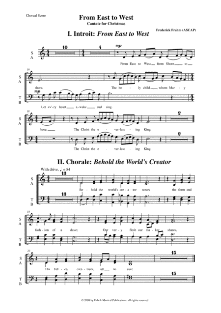 Frederick Frahm From East To West A Cantata For Christmas For Soprano And Tenor Soloists Satb Chorus Handbells Chimes Flute Horn In F Violin Viola Vio Page 2