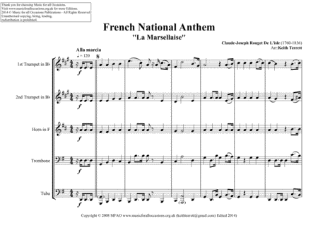 French National Anthem La Marseillaise For Brass Quintet Page 2