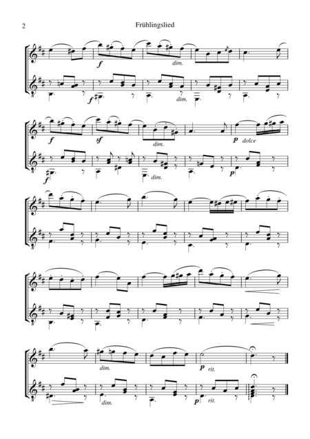 Fruhlingslied Spring Song For Treble Recorder And Guitar Page 2