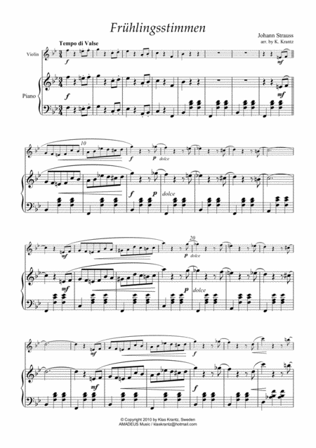 Fruhlingsstimmen Voices Of Spring For Violin And Piano Page 2