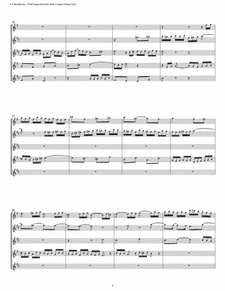 Fugue 04 From Well Tempered Clavier Book 2 Saxophone Quintet Page 2