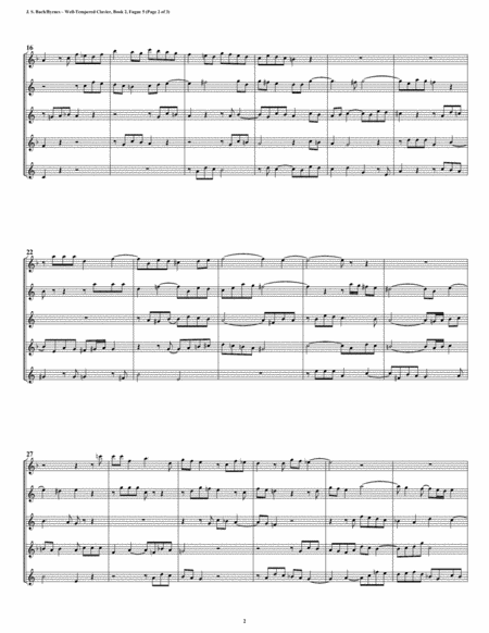 Fugue 05 From Well Tempered Clavier Book 2 Saxophone Quintet Page 2