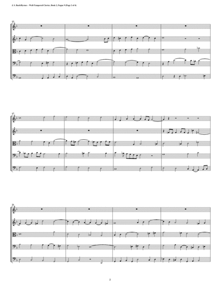 Fugue 09 From Well Tempered Clavier Book 2 String Quintet Page 2