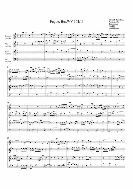 Fugue Buxwv 151 Ii Arrangement For 4 Recorders Page 2