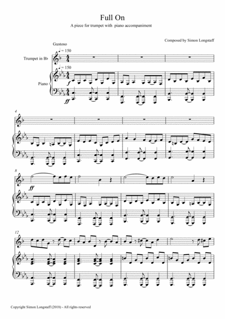 Full On An Original Composition For Trumpet Or Clarinet With Piano Accompaniment Page 2