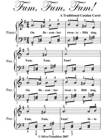 Fum Fum Fum Easy Elementary Piano Sheet Music Page 2