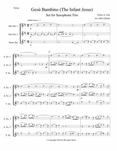 Gesu Bambino Infant Jesus For Saxophone Trio Page 2