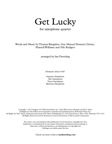 Get Lucky For Saxophone Quartet Page 2