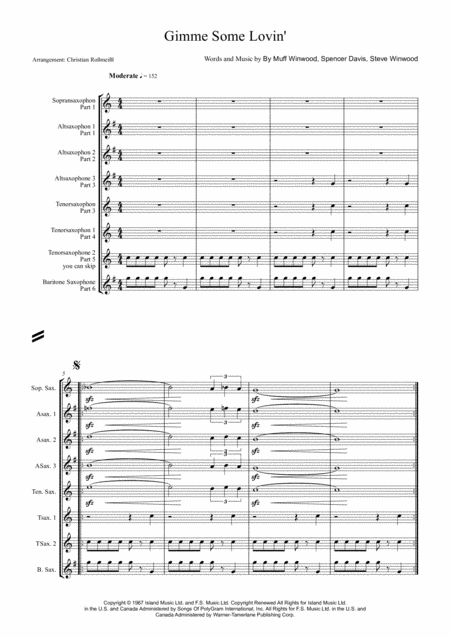 Gimme Some Lovin For Saxophonquintett Page 2