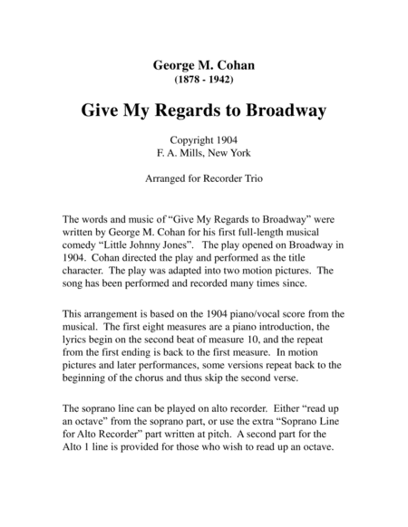 Give My Regards To Broadway For Recorder Trio Page 2