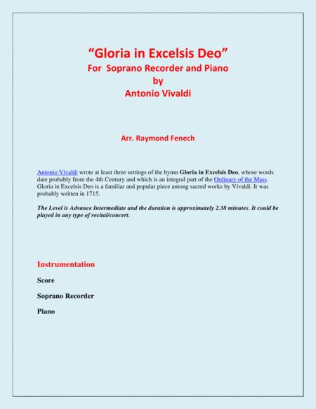 Gloria In Excelsis Deo Soprano Recorder And Piano Advanced Intermediate Chamber Music Page 2