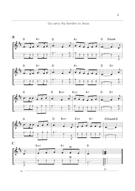 Go Carry Thy Burden To Jesus Hymn Ukulele Ensemble Page 2